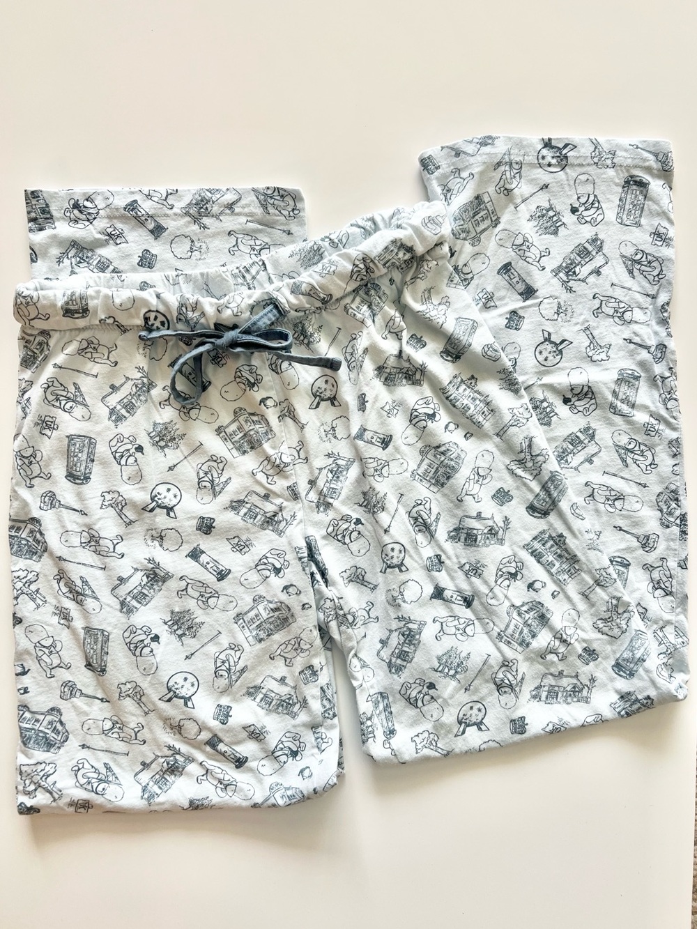 Rare Disney Vintage Winnie the Pooh Epcot UK Cotton Lounge Pajama Pants Size S
